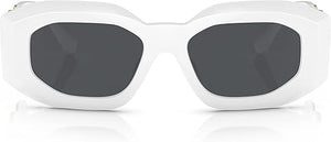 VERSACE VE 4425U 314/87 IRREGULAR PLASTIC WHITE SUNGLASSES WITH DARK GREY SOLID COLOR LENS, 54