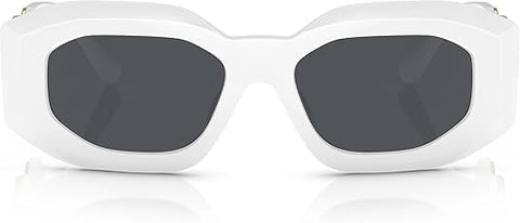 VERSACE VE 4425U 314/87 IRREGULAR PLASTIC WHITE SUNGLASSES WITH DARK GREY SOLID COLOR LENS, 54