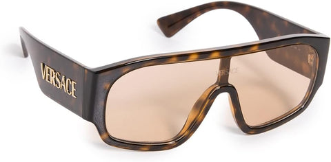 VERSACE VE 4439 108/73 HAVANA PLASTIC SHIELD SUNGLASSES BROWN LENS