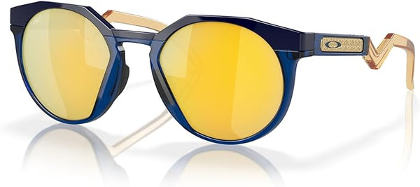 OAKLEY MEN'S  HSTN ROUND SUNGLASSES, NAVY/TRANSPARENT BLUE/PRIZM 24K POLARIZED, OO9242 52