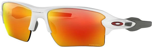 OAKLEY MEN'S FLAK 2.0 XL RECTANGULAR SUNGLASSES, POLISHED WHITE/PRIZM RUBY, OO9188 59