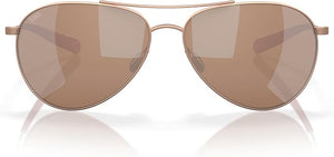 COSTA DEL MAR MENS PIPER AVIATOR SUNGLASSES, SATIN ROSE GOLD/GREY POLARIZED-580P, 58