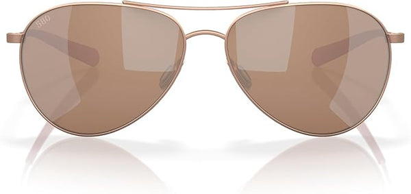 COSTA DEL MAR MENS PIPER AVIATOR SUNGLASSES, SATIN ROSE GOLD/GREY POLARIZED-580P, 58