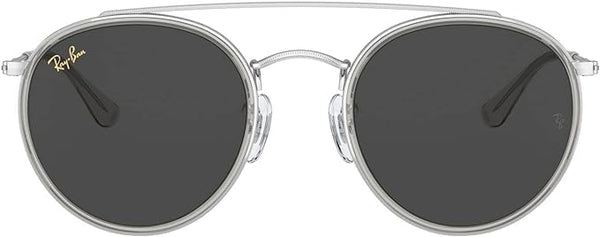 RAY-BAN DOUBLE BRIDGE ROUND SUNGLASSES, SILVER/DARK GREY, RB3647N 51