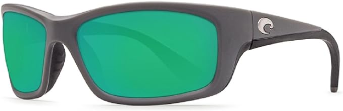 COSTA DEL MAR MENS JOSE RECTANGULAR SUNGLASSES, MATTE GREY/GREEN MIRRORED POLARIZED-580G, 62