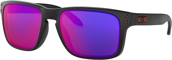 OAKLEY MEN'S HOLBROOK SQUARE SUNGLASSES, MATTE BLACK/POSITIVE RED IRIDIUM, OO9102 55