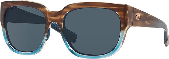 COSTA DEL MAR WOMENS WATER WOMAN II SQUARE SUNGLASSES, TORTOISE/GREY POLARIZED-580P, 58