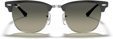 CLUBMASTER METAL SQUARE SUNGLASSES, BLACK ON SILVER/LIGHT GREY GRADIENT DARK GREY, RB3716 51