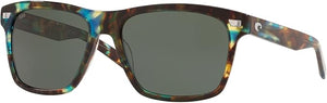 COSTA DEL MAR MENS ARANSAS ROUND SUNGLASSES, SHINY OCEAN TORTOISE/GREY POLARIZED-580G, 58