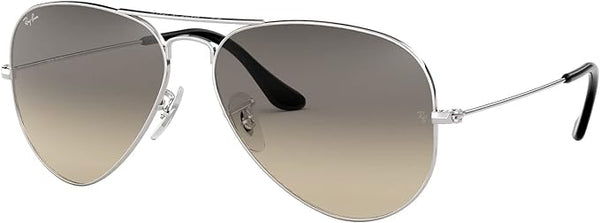 RAY-BAN CLASSIC AVIATOR SUNGLASSES, SILVER/CLEAR GRADIENT GREY, RB3025 62