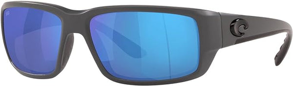 COSTA DEL MAR MENS FANTAIL RECTANGULAR SUNGLASSES, MATTE GREY/BLUE MIRRORED POLARIZED-580G, 59