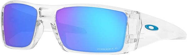 OAKLEY MEN'S HELIOSTAT RECTANGULAR SUNGLASSES, CLEAR/PRIZM SAPPHIRE POLARIZED, OO9231 61