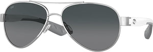 COSTA DEL MAR WOMENS LORETO AVIATOR SUNGLASSES, PALLADIUM/GREY GRADIENT POLARIZED 580G, 56