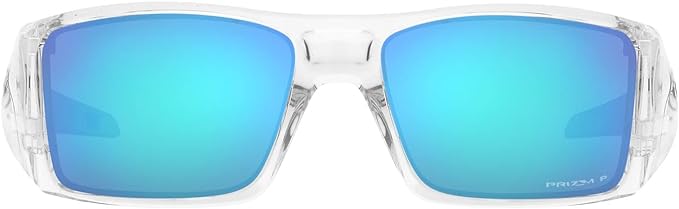 OAKLEY MEN'S HELIOSTAT RECTANGULAR SUNGLASSES, CLEAR/PRIZM SAPPHIRE POLARIZED, OO9231 61