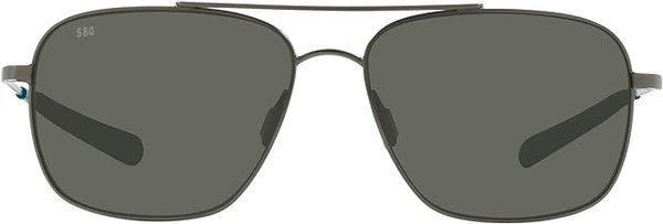 COSTA DEL MAR MENS CANAVERAL ROUND SUNGLASSES, BRUSHED GREY/GREY POLARIZED-580P, 59