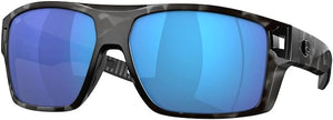 COSTA DEL MAR MENS DIEGO RECTANGULAR SUNGLASSES, TIGER SHARK/BLUE MIRRORED POLARIZED-580G, 62