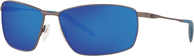 COSTA DEL MAR MENS TURRET RECTANGULAR SUNGLASSES, MATTE DARK GUNMETAL/BLUE MIRRORED POLARIZED-580P, 63