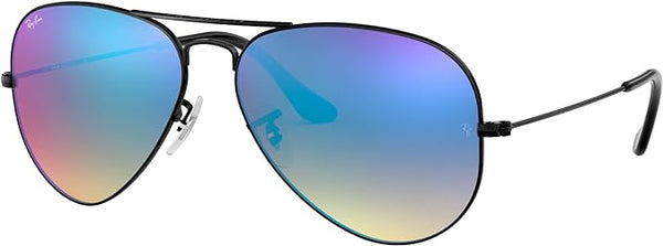 RAY-BAN CLASSIC AVIATOR SUNGLASSES, BLACK/BROWN GRADIENT MIRRORED BLUE, RB3025 55