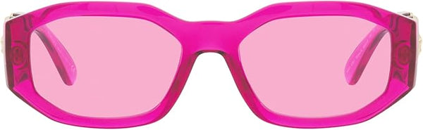 VERSACE UNISEX SUNGLASSES TRANSPARENT FUXIA FRAME, FUCHSIA LENSES, 53