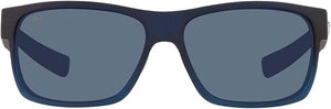 COSTA DEL MAR MEN'S HALF MOON RECTANGULAR SUNGLASSES, BAHAMA BLUE FADE/GREY POLARIZED-580P, 60