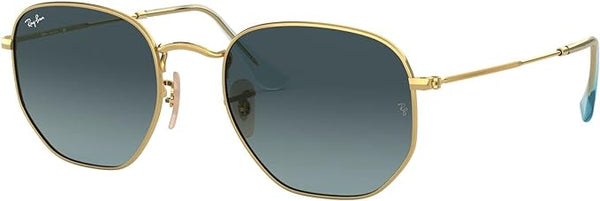 RAY-BAN HEXAGONAL FLAT LENS SUNGLASSES, GOLD/BLUE GRADIENT GREY, RB3548N 51