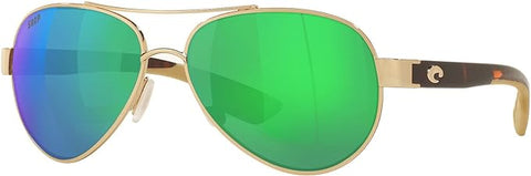 COSTA DEL MAR UNISEX SUNGLASSES ROSE GOLD FRAME, GREEN MIRROR LENSES, 56