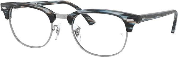 RAY-BAN CLUBMASTER SQUARE PRESCRIPTION EYEGLASS FRAMES, BLUE/GREY STRIPED/DEMO LENS, RX5154 51