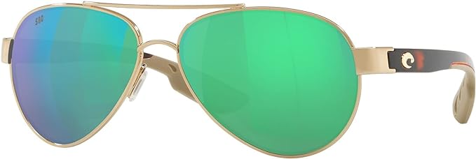 COSTA DEL MAR WOMAN SUNGLASSES ROSE GOLD FRAME, GREEN MIRROR LENSES, 56