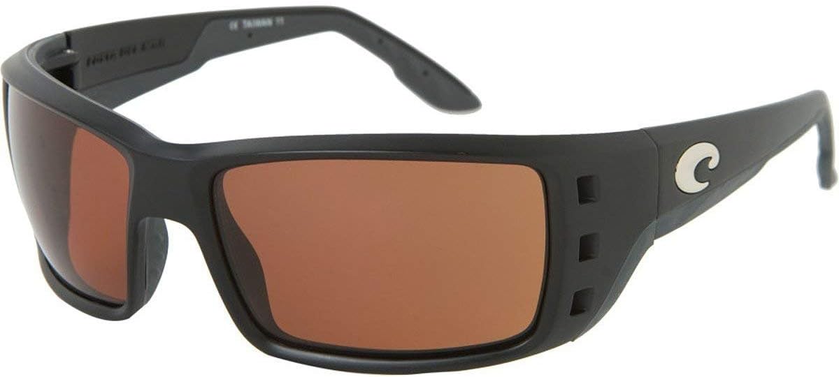 COSTA DEL MAR PERMIT SUNGLASSES, BLACK/BROWN POLARIZED, 62