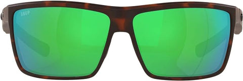 COSTA DEL MAR MENS RINCONCITO RECTANGULAR SUNGLASSES, MATTE TORTOISE/GREEN MIRRORED POLARIZED-580P, 60