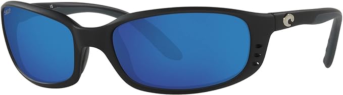 COSTA DEL MAR MEN'S BRINE READERS OVAL SUNGLASSES, MATTE BLACK/GREY BLUE MIRRORED C-580P, 59