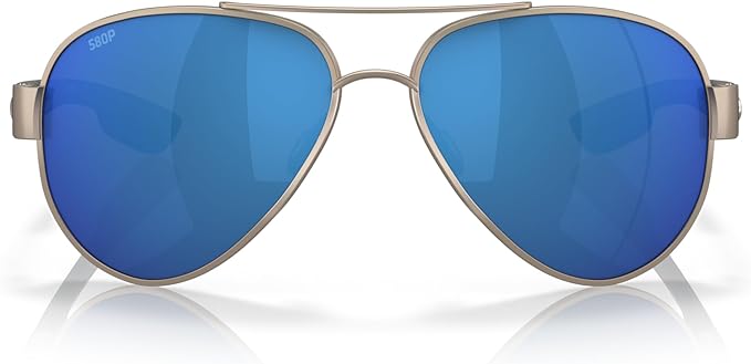 COSTA DEL MAR UNISEX SUNGLASSES GOLDEN PEARL FRAME, BLUE MIRROR LENSES, 59