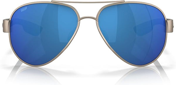 COSTA DEL MAR UNISEX SUNGLASSES GOLDEN PEARL FRAME, BLUE MIRROR LENSES, 59