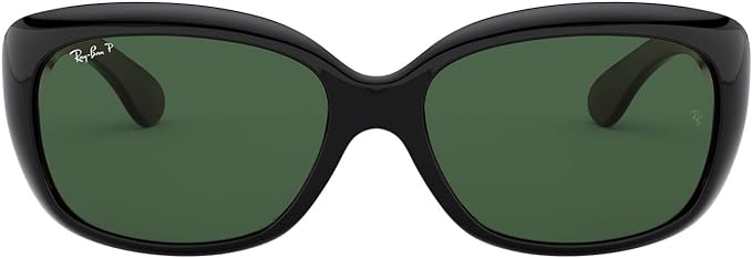 RAY-BAN WOMENS JACKIE OHH SUNGLASSES, BLACK/GREEN POLARIZED, RB4101 58