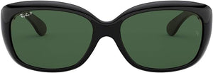 RAY-BAN WOMENS JACKIE OHH SUNGLASSES, BLACK/GREEN POLARIZED, RB4101 58