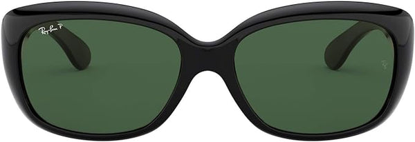 RAY-BAN WOMENS JACKIE OHH SUNGLASSES, BLACK/GREEN POLARIZED, RB4101 58