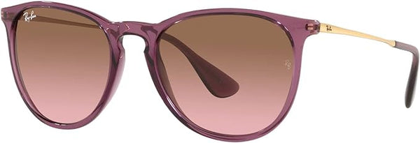 RAY-BAN ERIKA ROUND SUNGLASSES, TRANSPARENT VIOLET/PINK GRADIENT BROWN, RB4171 54