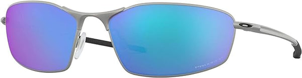 OAKLEY MEN'S WHISKER OVAL SUNGLASSES, SATIN CHROME/PRIZM SAPPHIRE IRIDIUM POLARIZED, OO4141 60