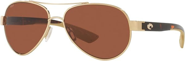 COSTA DEL MAR WOMENS LORETO AVIATOR SUNGLASSES, ROSE GOLD/COPPER POLARIZED-580P, 56