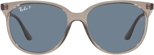 RAY-BAN WOMEN'S SQUARE SUNGLASSES, TRANSPARENT GREY/DARK BLUE POLARIZED, RB4378 54