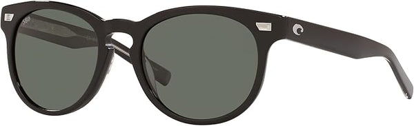 COSTA DEL MAR UNISEX SUNGLASSES SHINY BLACK FRAME, GRAY LENSES, 54