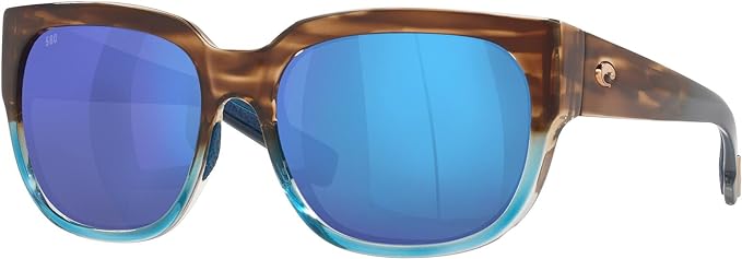 COSTA DEL MAR WOMENS WATER WOMAN II SQUARE SUNGLASSES, TORTOISE/BLUE MIRRORED POLARIZED-580G, 58