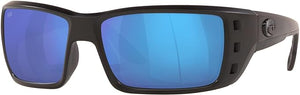 COSTA DEL MAR MEN'S PERMIT RECTANGULAR SUNGLASSES, BLACKOUT/GREY BLUE MIRRORED POLARIZED-580G, 62