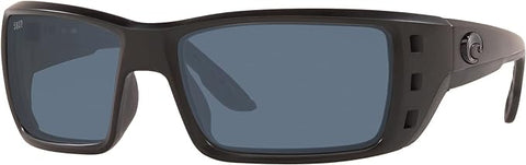 COSTA DEL MAR MENS PERMIT RECTANGULAR SUNGLASSES, BLACKOUT/GREY POLARIZED-580P, 62