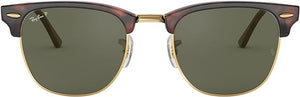 RAY-BAN CLUBMASTER SQUARE SUNGLASSES, RED HAVANA/POLARIZED G-15 GREEN, RB3016 49