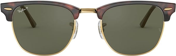 RAY-BAN CLUBMASTER SQUARE SUNGLASSES, RED HAVANA/POLARIZED G-15 GREEN, RB3016 51