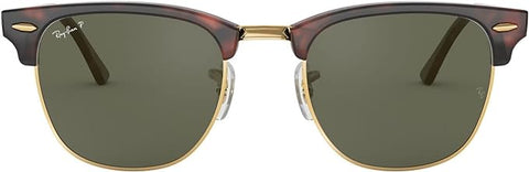 RAY-BAN CLUBMASTER SQUARE SUNGLASSES, RED HAVANA/POLARIZED G-15 GREEN, RB3016 55