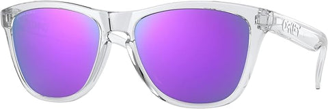 OAKLEY MEN'S FROGSKINS LOW BRIDGE FIT SQUARE SUNGLASSES, POLISHED CLEAR/PRIZM VIOLET, 0OO9245 54