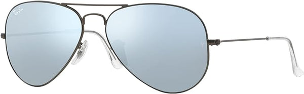 RAY-BAN CLASSIC AVIATOR SUNGLASSES, MATTE GUNMETAL/LIGHT GREEN MIRRORED SILVER, RB3025 58