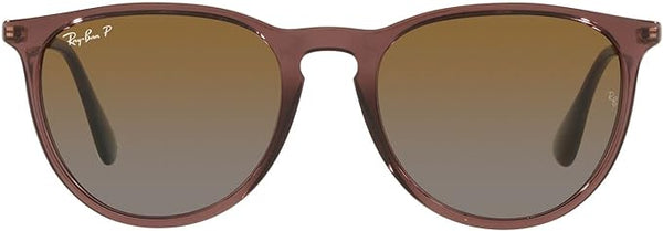 RAY-BAN ERIKA ROUND SUNGLASSES, TRANSPARENT DARK BROWN/POLARIZED BROWN GRADIENT, RB4171 54